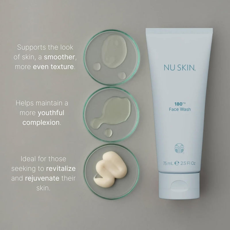 Nu Skin 180° Face Wash | Vitamin C | Mature Skin | 2.5 Fl Oz | 2 Pack | Moisturizing cleanser with Vitamin C | Gently cleans mature skin without over-drying 2.5 Fl Oz (Pack of 2)
