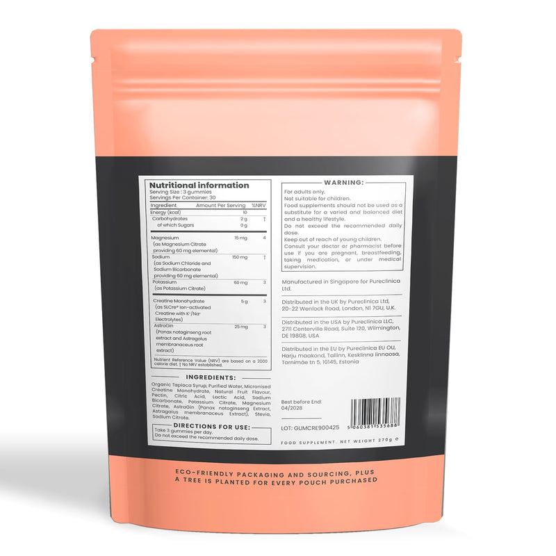 90 x SLCre® Creatine Gummies with AstraGin® – 5g Micronized Creatine Monohydrate per Serving – Full Month's Supply – Sugar-Free, No Bloat, Delicious Berry Flavor 90 count (Pack of 1)