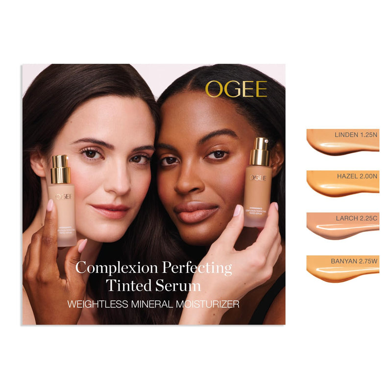 Ogee Complexion Perfecting Liquid Foundation - Linden 1.25N | Lightweight Tinted Moisturizer, Light Beige, Neutral Undertone, with Vitamin C & Jojoba Oil, Certified Organic & Made in USA Linden 1.25N - Light Beige, Neutral Undertones