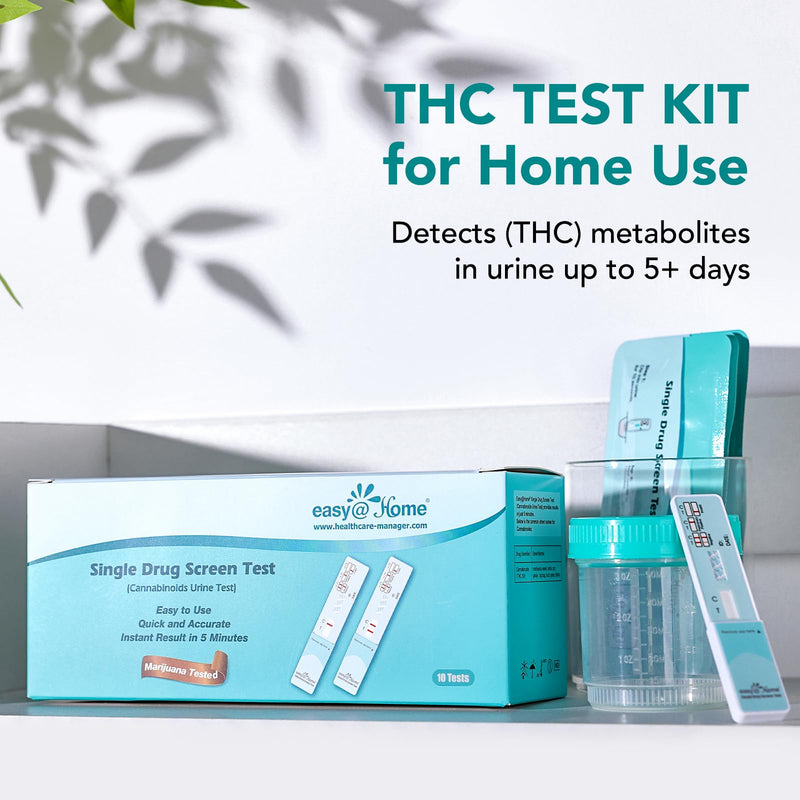 Easy@Home 10 Pack THC Urine Tests with Cup, Marijiuana Drug Screening Test | THC Urine Tests (Cannabinoids Test) for Home Use 50ng/mL + 1 Cup, Urine Drug Testing Kit Track THC Detox #EDTH-114, 90mL Cup