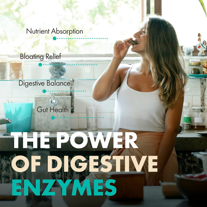 Incite Nutrition Digestive Enzyme Supplements. 60 Capsules, 1-2 Month Supply. 8 Enzyme Complex with Probiotics. Gut Health Support. Anti Bloating Tablets for Women. Suitable for Vegetarians & Vegans