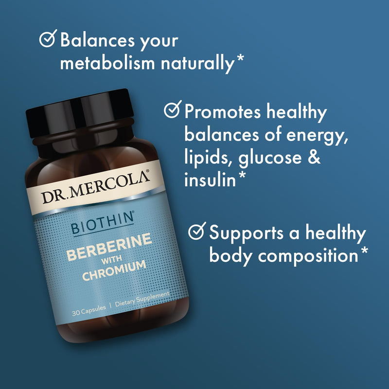[Australia] - Dr. Mercola Biothin Berberine with Chromium - Supports Healthy Metabolic Function - Enhanced Absorption - Non-GMO, Gluten-Free & Soy-Free - 30 Capsules (30 Servings) 