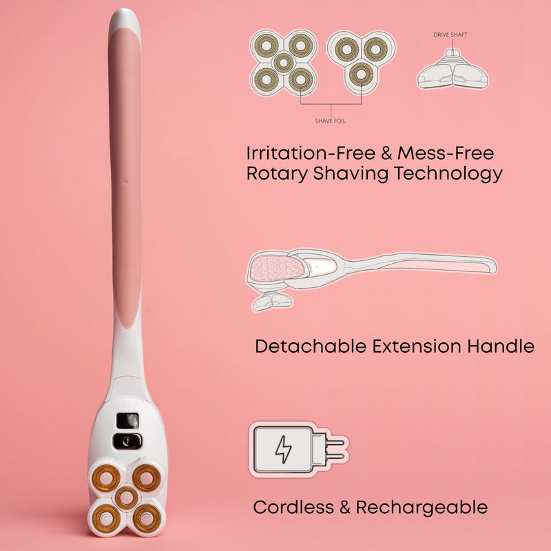 [Australia] - Self-Care Shave Kit | Friction-Fit Handle for Easy Reach & Comfort | 3 & 5 Petal Shave Heads | USB Charging | Smooth 