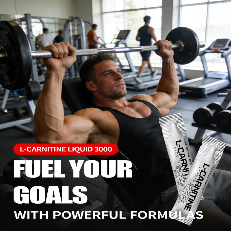 Nutrition L-Carnitine Liquid 3000 – High Strength Liquid with Acetyl L-Carnitine & B Vitamins – Pre Workout Energy & Metabolism Support – 30 Easy-to-Take Sachets – Vegan & Gluten Free