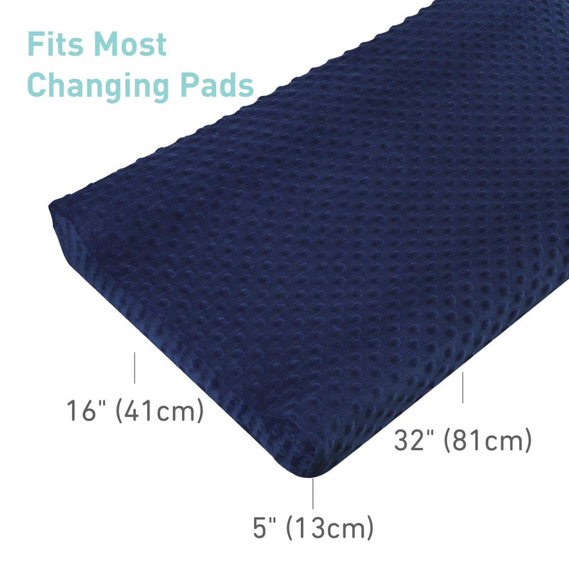 Babebay Changing Pad Cover - Ultra Soft Minky Dots Plush Changing Table Covers Breathable Changing Table Sheets Wipeable Changing Pad Covers Suit for Baby Boys and Girls (Lt Grey & Navy Blue) Lt Grey & Navy Blue