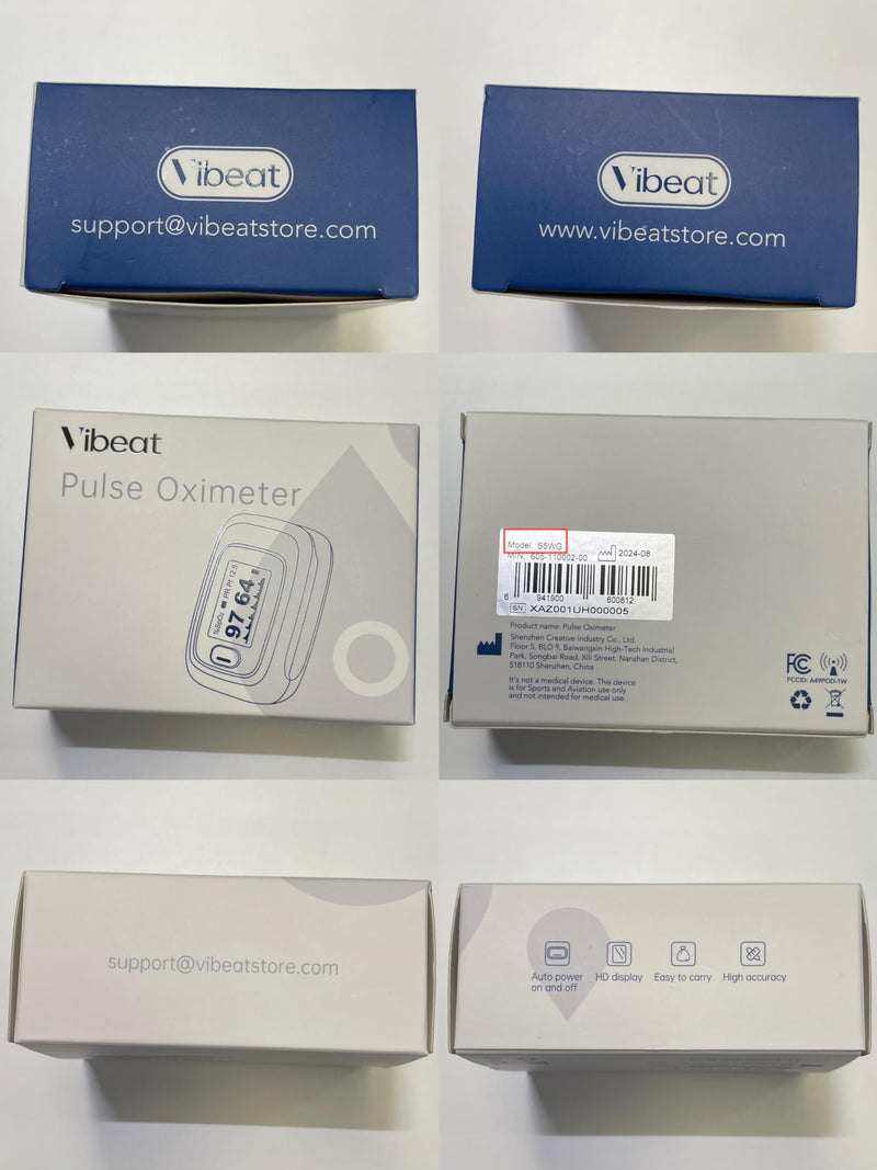 Vibeat Fingertip Pulse Oximeter with Bluetooth, Blood Oxygen Saturation Monitor with APP, Finger SPO2 Meter with Batteries and Lanyard, Gray