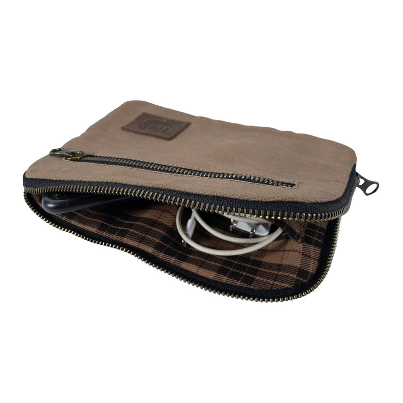 Hide & Drink, Zipper Gear Pouch, Camping Bag, Travel Accessory, Multi-Purpose Bag, Waxed Canvas and Full Grain Leather Fatigue