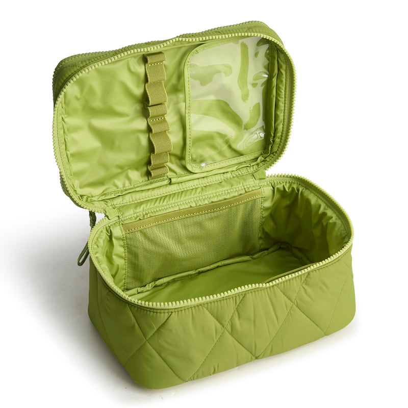 Vera Bradley Women's Featherweight Brush Up Cosmetic Case, Spinach Green, One Size