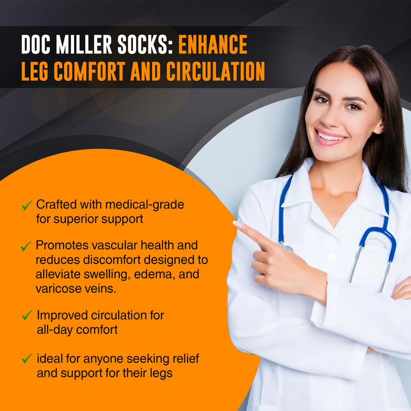 Doc Miller - Compression Socks for Women & Men - 8-15 mmHg Knee High, Medical Grade Support - Sports, Travel, Nurse, 1 Pair XX-Large Beige