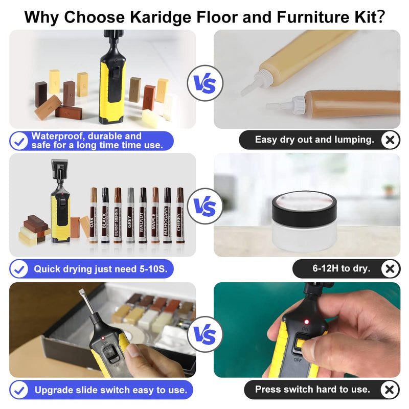 [Australia] - Floor Repair Kit with Heat Pen, Wood Laminate Vinyl Furniture Hardwood Linoleum Lvp Repair Wax Kit Touch Up Marker Cover Scratches, Stains, Cracks, Holes for Floor, Door, Cabinet, Table, Stairs etc. 