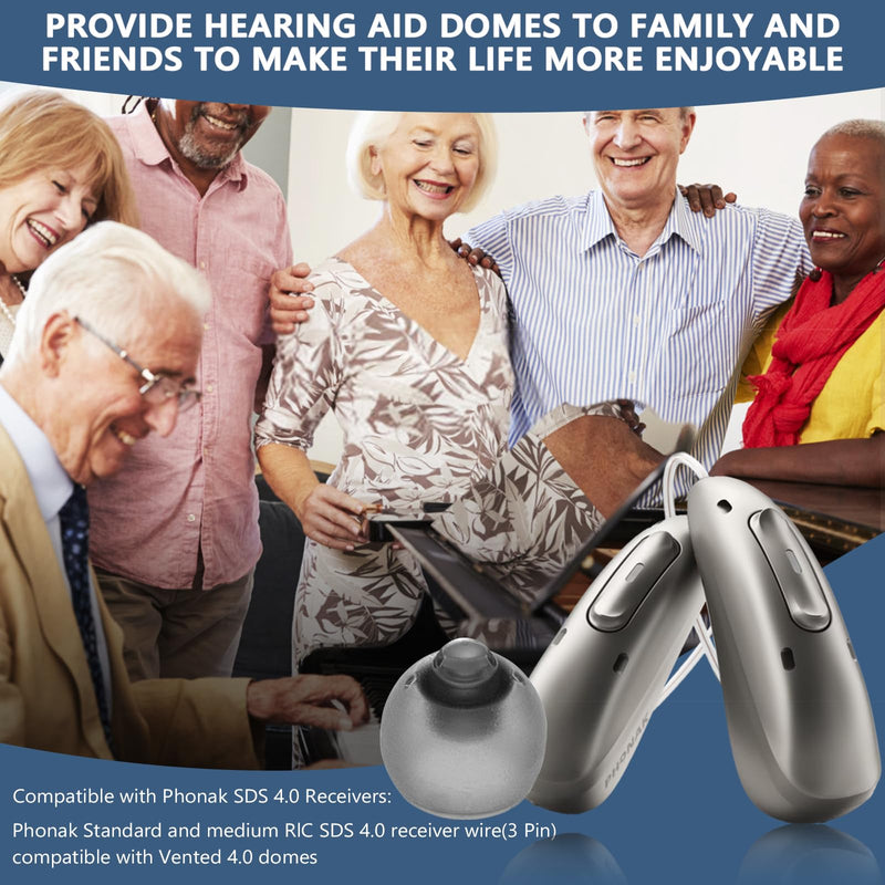 20pcs Phonak Vented 4.0 Hearing Aid Domes Ideal for Mild Hearing Loss Compatible Comfortable Silicone for Small to Medium Ear Sizes Medium Size 9mm0.35inch