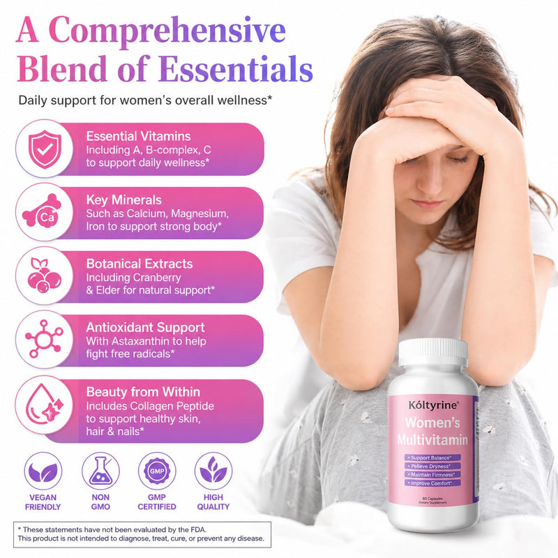 Vimerson Health Multivitamin for Women 13-in-1 Vitamin Complex with Biotin, Collagen & Keratin Vitamins B Complex, A, C, D3, E & K2 Hair Skin Nails & Energy Support 60 Capsules