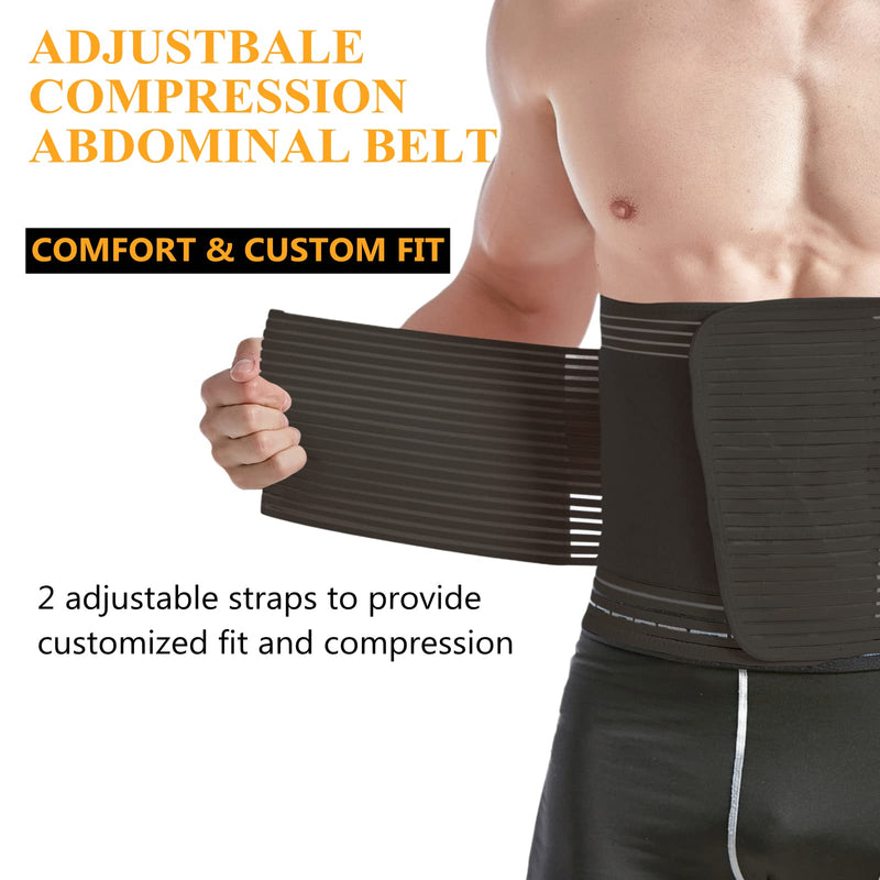 [Australia] - Abdominal Binder for Post Surgery & Postpartum Recovery, Abdomen Hernia Support Belt for Women & Men (Black, Large) Black 