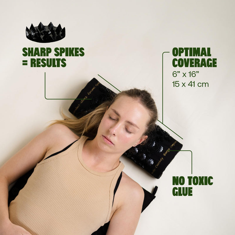 [Australia] - ShaktiMat Classic Acupressure Neck Pillow, Original Intensity in Black, Sustainable & Durable, Relieves Stress & Tension, Promotes Relaxation & Focus, FSA/HSA Eligible 