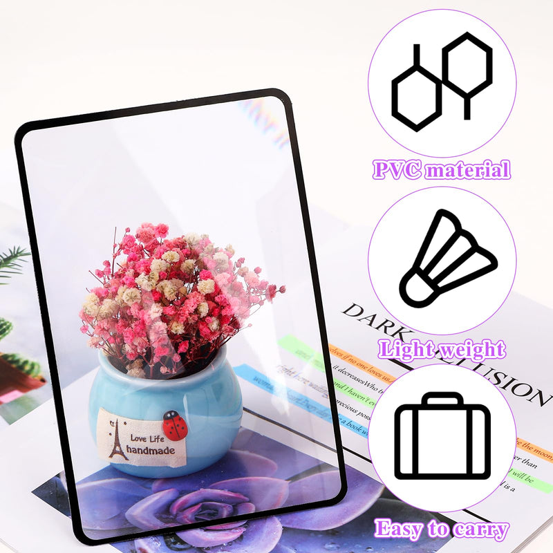 4 Pcs Flat Magnifier Lay on Page 3X Magnifying Sheet for Reading Page Magnifier Bookmark Flexible Plastic Magnifiers Lenses for Reading Small Print, Books, Maps, Patterns(7'' x 4.7'')