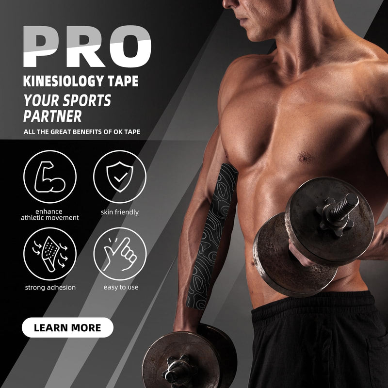 [Australia] - OK Tape Original Cotton Elastic Kinesiology Therapeutic Athletic Tape - 2inch x Long Roll Strips - Latex Free, Breathable, Pro for Physical Therapy Sports Athletes(Black+Black) 1 Roll Black 