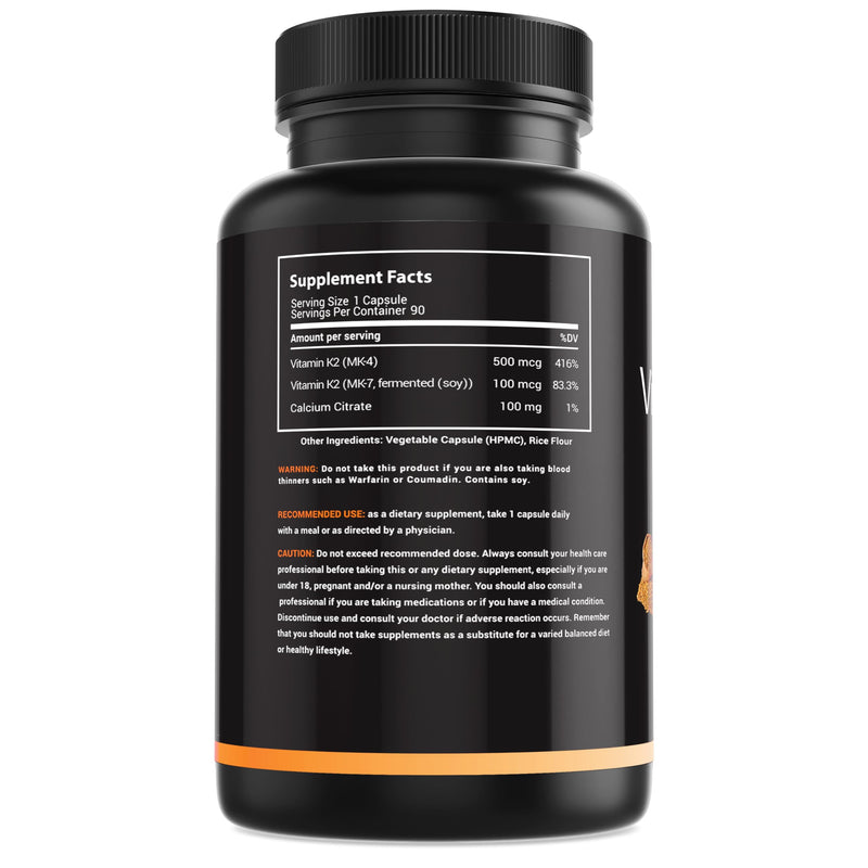 Apple Cider Vinegar Capsules with The Mother Help Improve Energy, Immunity, Digestion & Metabolism + Vitamin K2 Supplement - Full Spectrum Vitamin K2 MK7, MK4 & Calcium - 90 Capsules