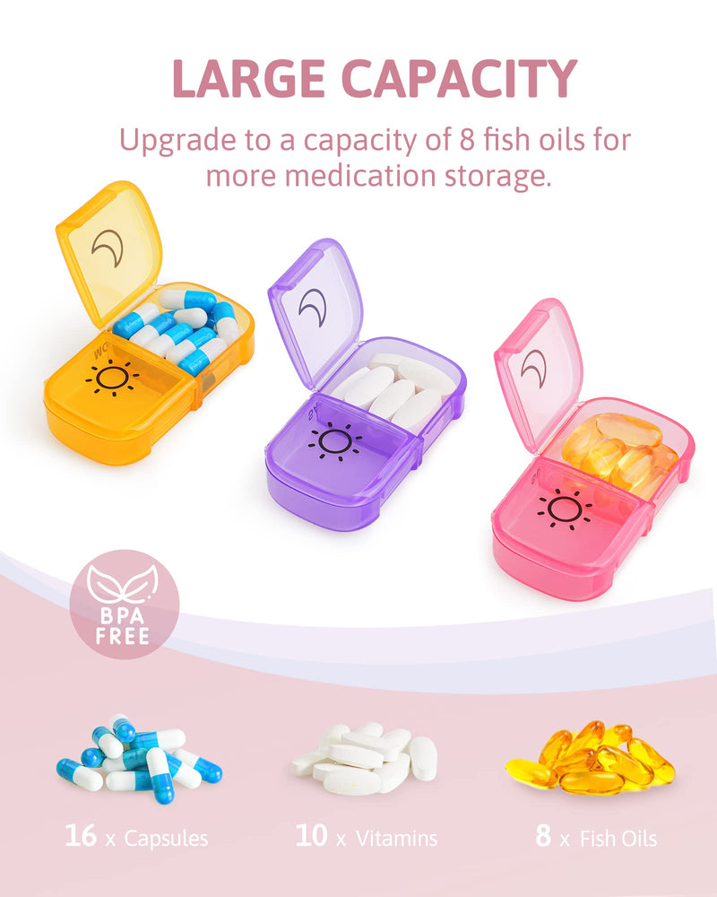 [Australia] - Weekly Pill Organizer 2 Times a Day with Same-Side Large Opening for Easy Filling & Retrieving, Color Tracking 7 Day AM PM Pill Box with Large BPA Free Pill Case for Vitamins, Fish Oils (Clear) 01-clear 