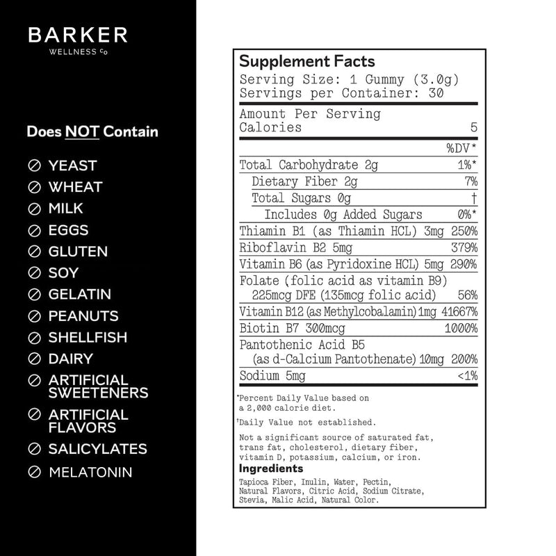 Barker Wellness Vitamin B-Complex Gummies – Energy & Metabolism, Sugar-Free