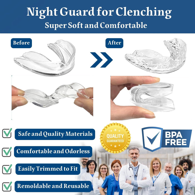 [Australia] - Mouth Guard for Clenching Teeth at Night, 4 Pcs Night Guards for Teeth Grinding, Professional Dental Guards for Grinding Teeth, Moldable Mouthguards for Grinding of Teeth, Teeth Grinding Guard Matte White 