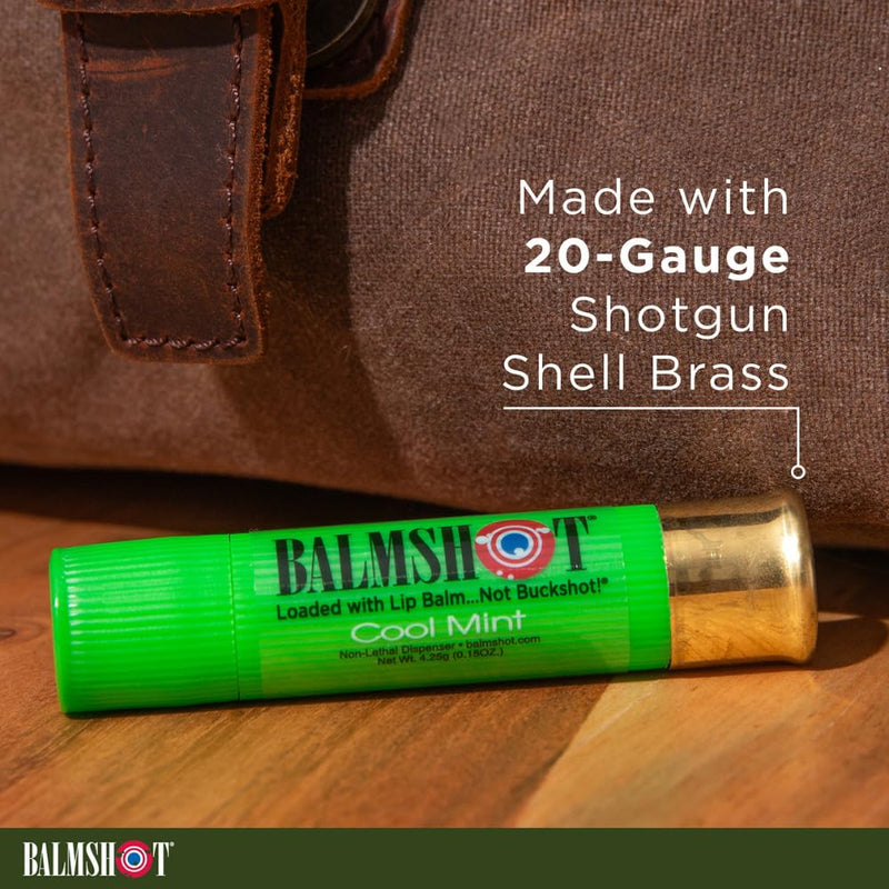 BALMSHOT Lip Balm 4-Pack - SPF 15 Beeswax Formula with Aloe & Vitamin E, PABA Free - Classic, Cool Mint, Vanilla Mint & Pink Camo Vanilla Mint - 20-Gauge Brass Tube - Made in USA