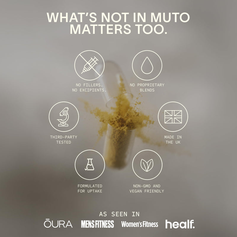 MUTO NAD+ Cellular Complex Supplement - 60 Capsules UK Made - Increase NAD Levels - Enhance Anti Aging - Increase Energy Levels - Improve Sleep Quality - Pure, Clean, Backed by Science - Vegan & GF