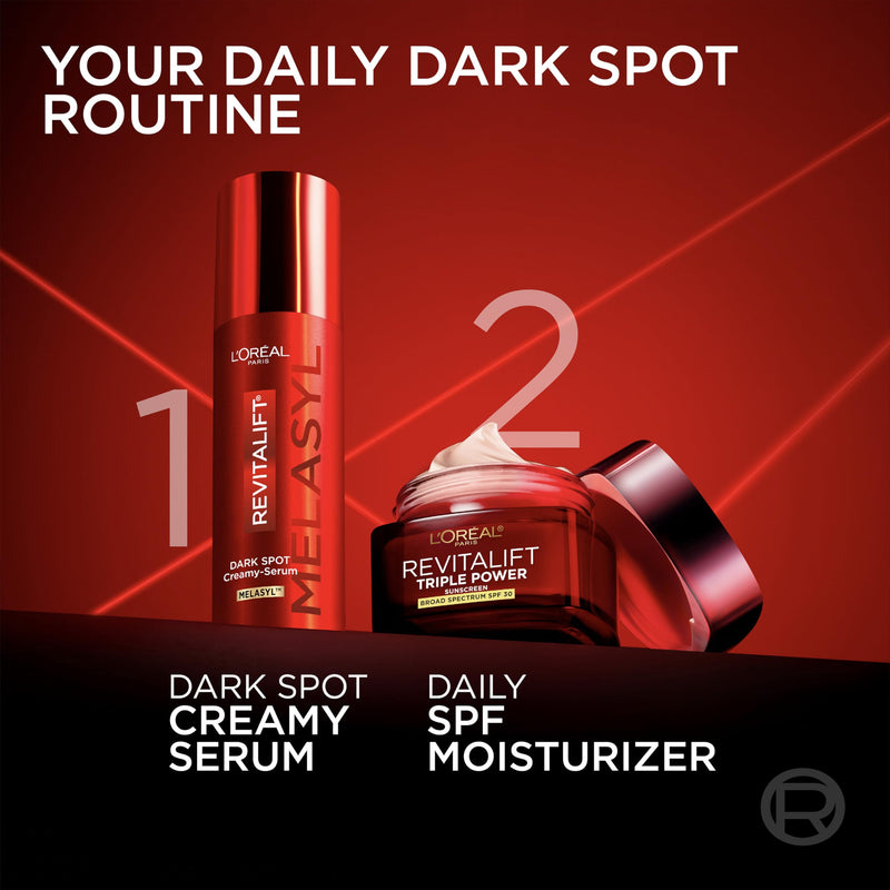 L'Oreal Paris Revitalift Triple Power Dark Spot Corrector Creamy-Serum, Hyperpigmentation Treatment With Melasyl, Vitamin C & Niacinamide, Treats Sun Spots, Dark Spots, Aging & Uneven Tone, 1.7 fl oz