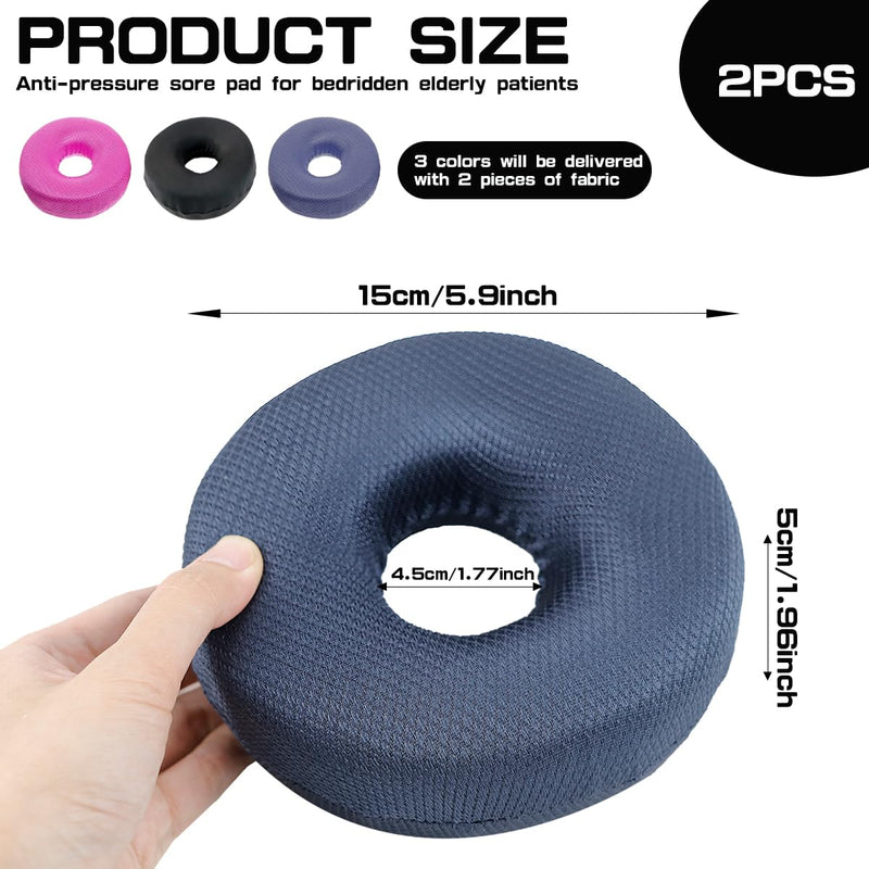 [Australia] - 2Pcs Donut Pillow Donut Seat Cushions Round Hollow Tailbone Ear Hole Piercing Pillows Hemorrhoid Cushions for Relieve Pain,Random Color,5.9 inch 