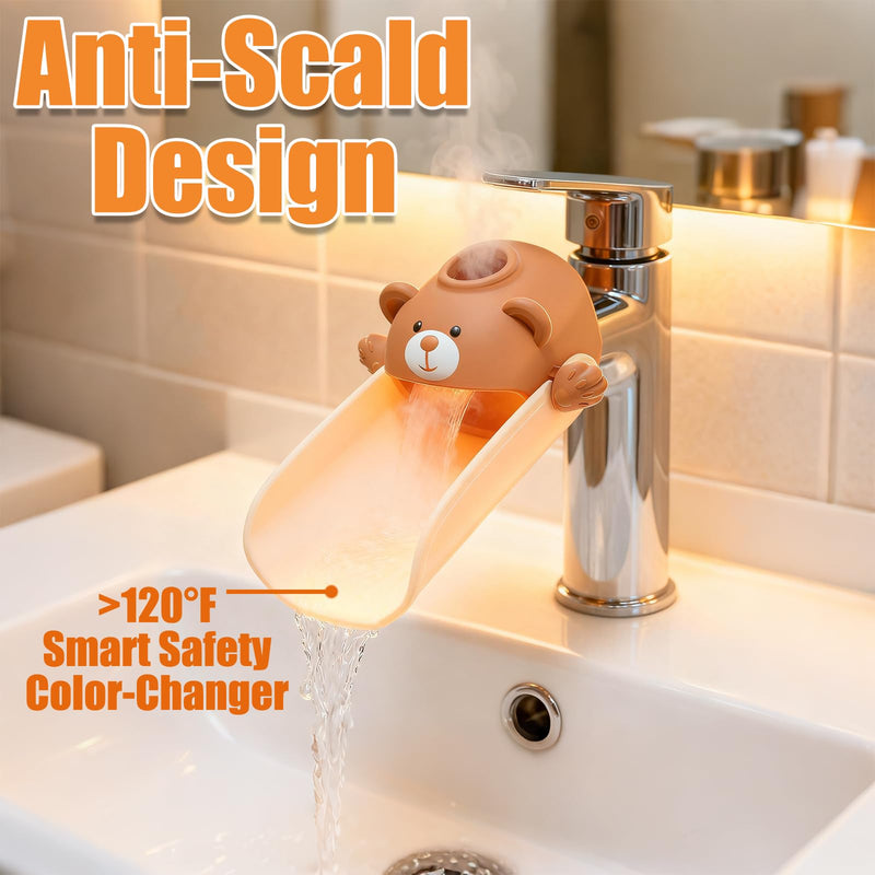 [Australia] - Skyroku Faucet Extender for Toddlers, Sink Extenders with Temperature Sensitive for Kids Hand Washing Sink Faucet Extension,Suitable for Bathroom Sink, Kitchen,Bathtub (Brown) Brown 