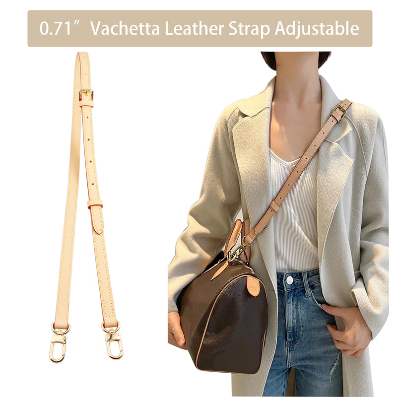 Genuine Vachetta Leather Crossbody Strap Vachetta Leather Replacement Bags Strap Adjustable Shoulder Strap for Speedy 20 25 30(Apricot Width 0.71“ Adjustalbe) Apricot Width 0.71“ Adjustalbe