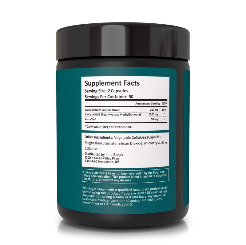 [Australia] - InnoSupps HMB+ | 1500mg HMB (Beta-Hydroxy Methylbutyrate) & 50mg Astragin | Enhanced Absorption, Preserves Muscle, Promotes Recovery, Increase Lean Muscle Mass | Gluten Free - 120 Veggie Capsules 