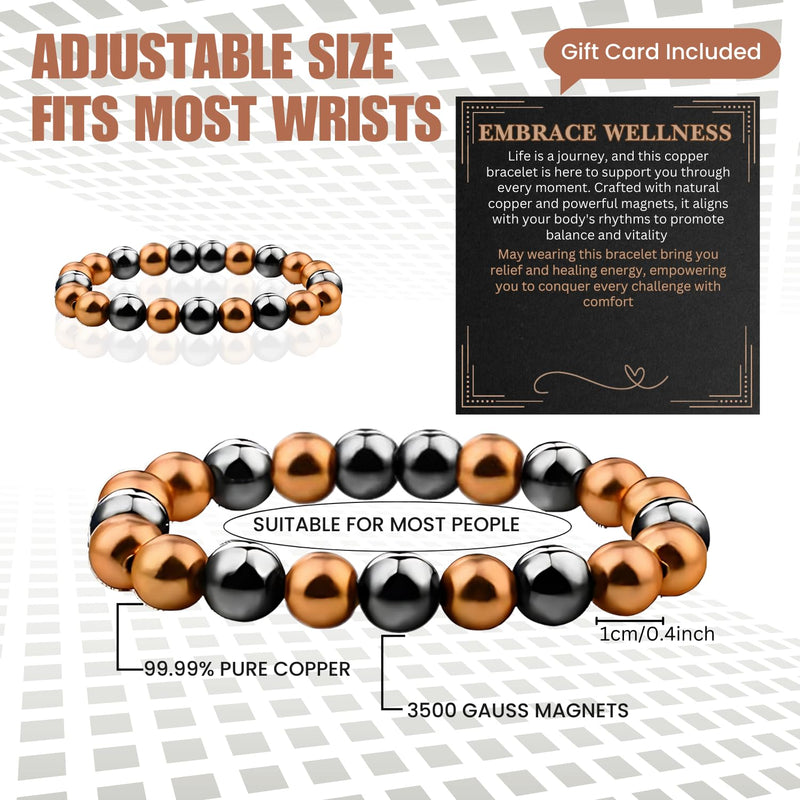 [Australia] - Copper Bracelet for Men and Women, Strength Mens Magnetic Copper Bracelets with 3,800 Gauss Magnets, 99.99% Pure Solid Copper, Handmade Copper Jewelry Gift Style A - Copper Magnetic Bracelet 