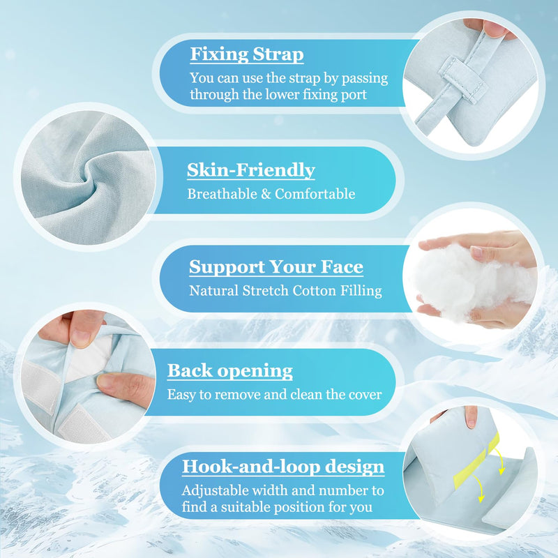 [Australia] - Beauty Pillow - Anti Wrinkle Aging Face Up for Sleeping Upright Back Training Post Eye Surgery Wrinkle Prevention Neck Stabilization Head Positioning (Cooling Fabric) Blue-cooling 