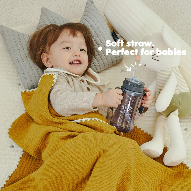 [Australia] - GROSMIMI Spill Proof no Spill Magic Sippy Cup with Straw with Handle for Baby and Toddlers, Customizable, PPSU, BPA Free 10 oz (White) White 