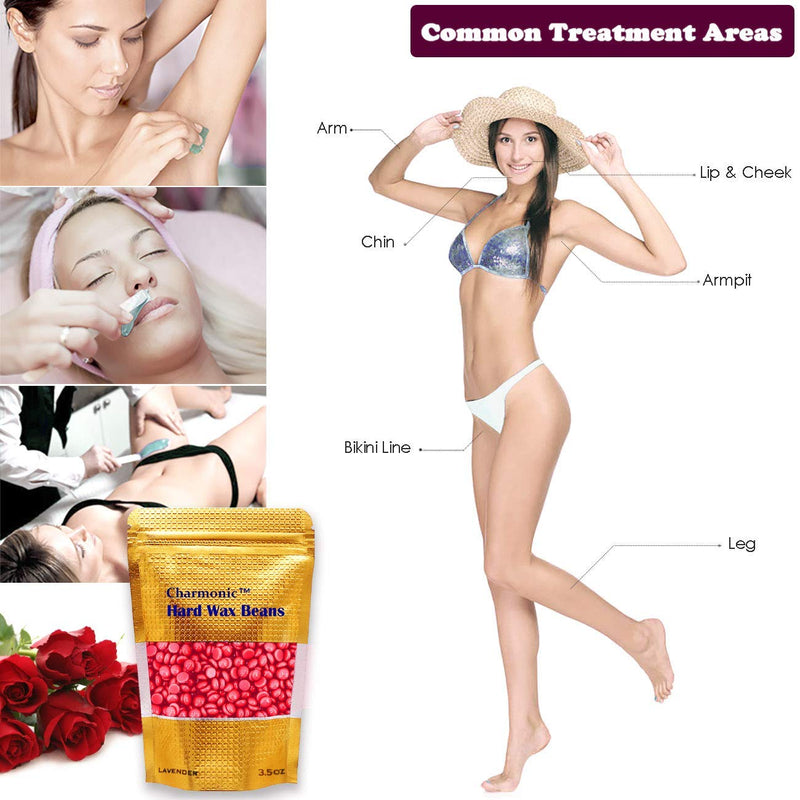 [Australia] - Charmonic Depilatory Wax, 17.5 Oz Hard Body Wax Beans for Women Men, Hair Removal European Beads 500g/1.1 lb (rose) rose 