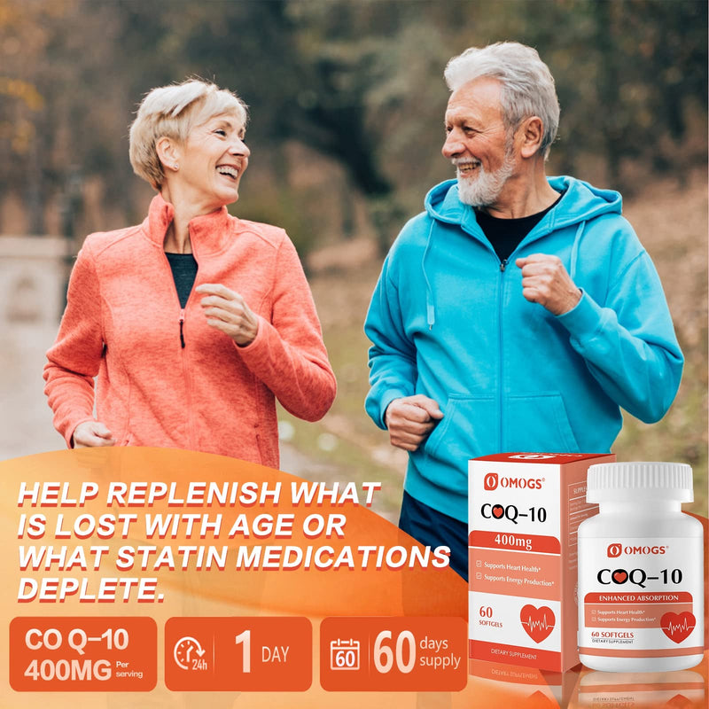 [Australia] - CoQ10 400mg Softgels, Coenzyme Q10 High Absorption Supplements Support Heart Health, Cardiovascular Health, Immune System & Cellular Energy Production, Gluten Free, 60 Softgels 