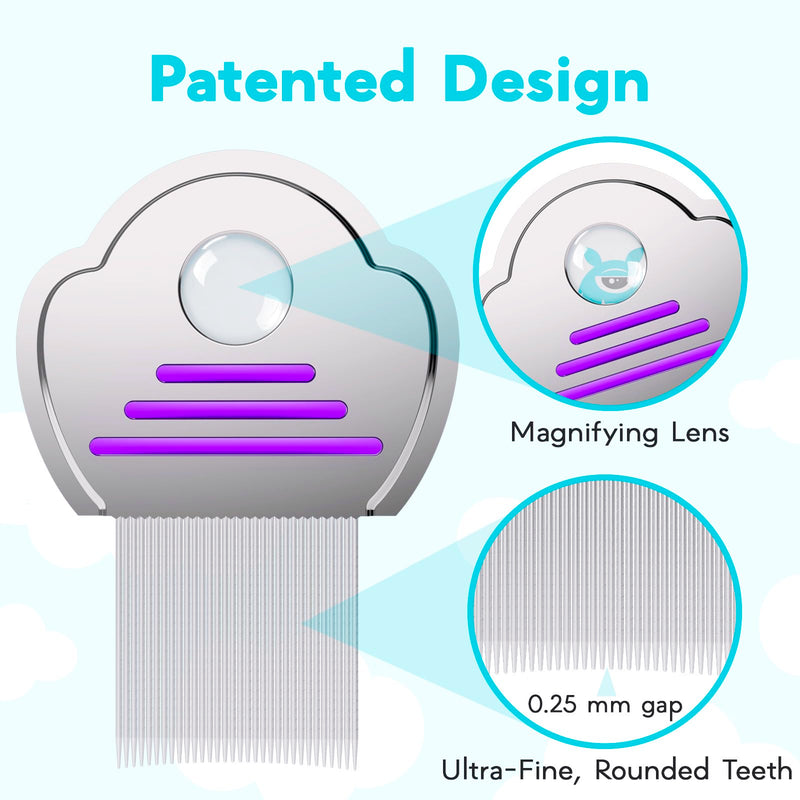 [Australia] - Adamson Lice Comb Duo - Stainless Steel Lice Comb for Kids x 2 - Effective Against Nits - For Thick Hair - Durable and Easy to Clean - Pink & Purple Set 
