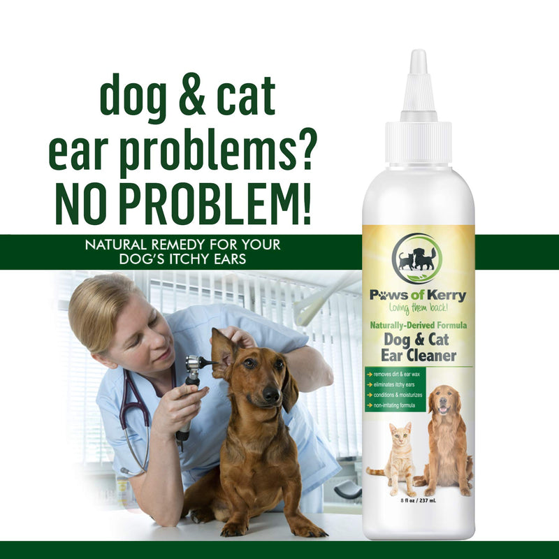 Dog Ear Cleaner for Itching, Head Shaking, Odor, Wax and Discharge - Non-Irritating Ear Wash for Dogs & Cats, Natural Ear Drops for Dogs - 8 Ounces - Dog Ear Cleaner Solution - PawsPlanet Australia