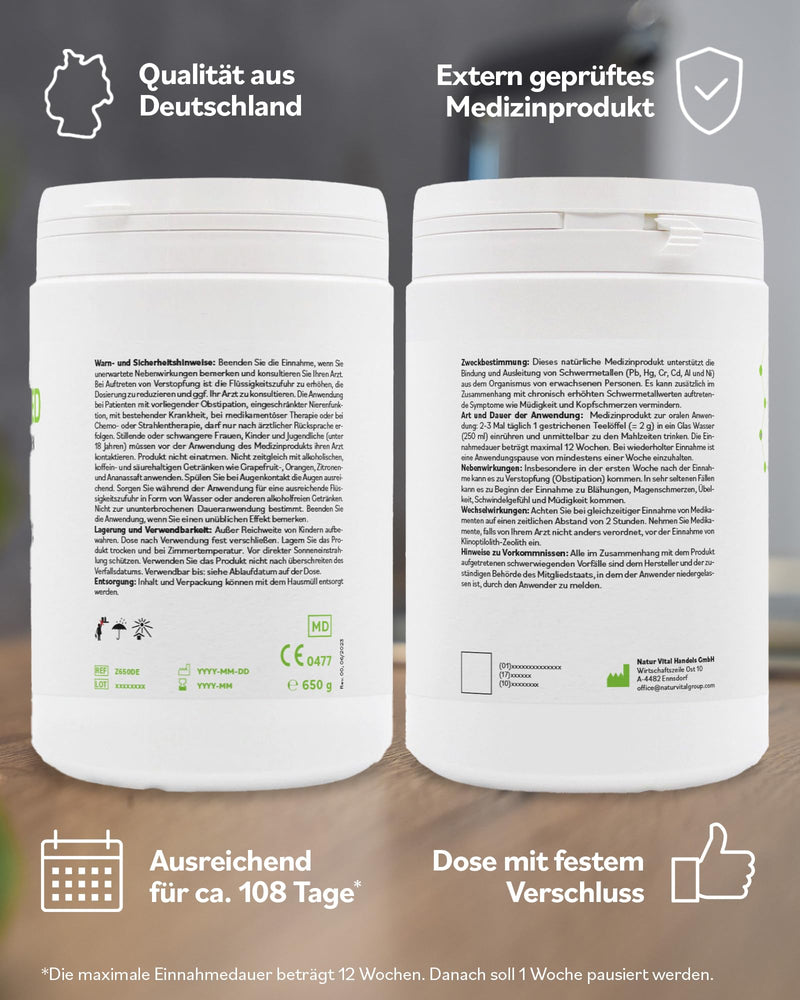 [Australia] - Zeolite MED detox powder 650g, medical product, pharmacy quality, comparison winner, intestinal cleansing, detoxification of heavy metals, detoxification treatment, volcanic minerals, healing clay, intestinal cleansing 