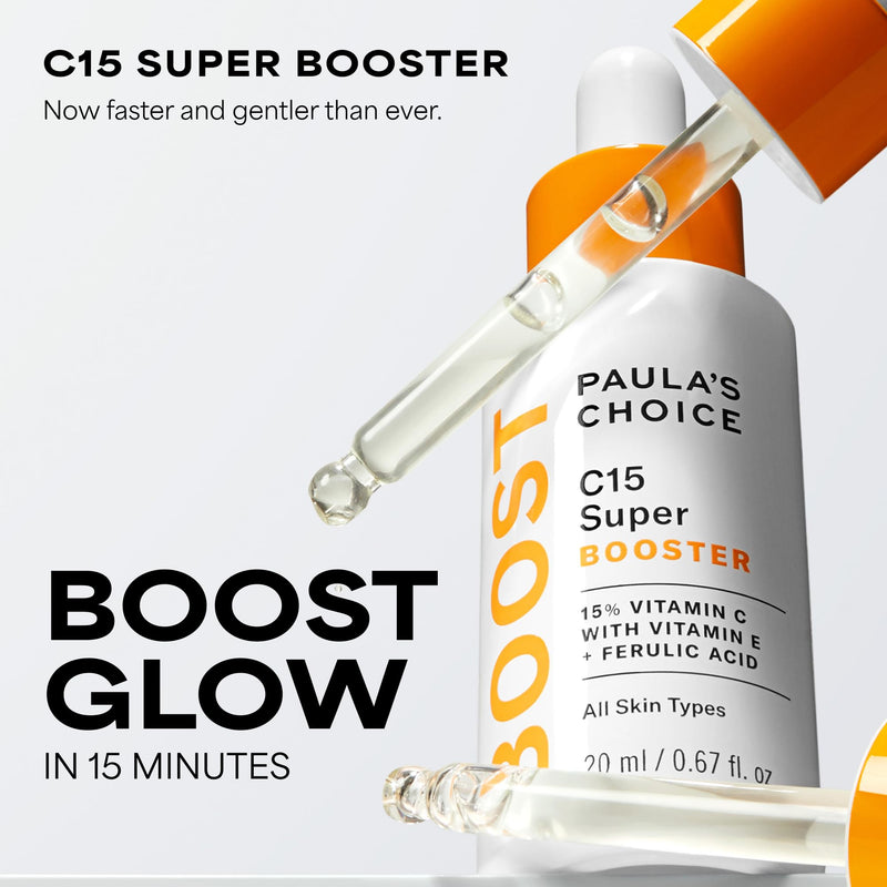Paula's Choice BOOST C15 Super Booster 15% Vitamin C Face Serum | Daily Serum with Vitamin E & Ferulic Acid for Discoloration & Glow, Fragrance-Free Vitamin C15 (Full Size)