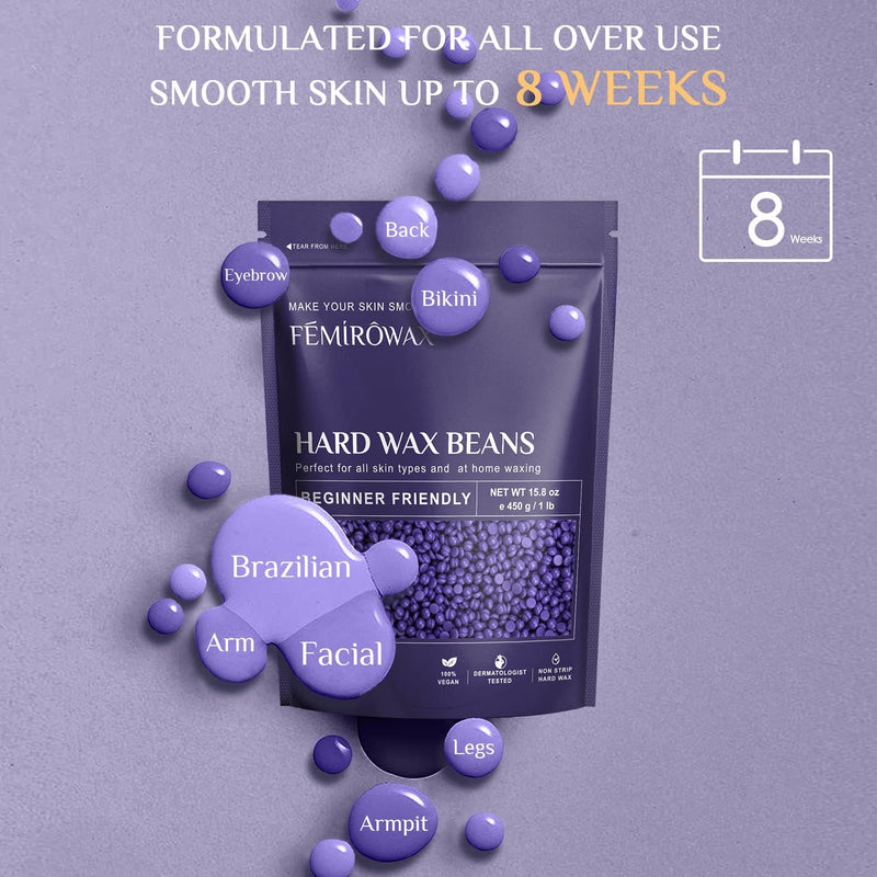 [Australia] - Wax Beads, 1lb Hard Wax Beans for Hair Removal Sensitive Skin with Lavender Formula Waxing Beads for Full Body Brazilian Bikini Face Eyebrow at Home Wax Refill for Women Men Purple-Lavender 