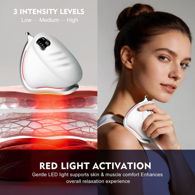 Heated Muscle Scraper Tool, Soothesilk2 Sculptwave for Full Body | Vibration Massage, Heat, Red Light, Pulse Stimulation 3.5 Inch