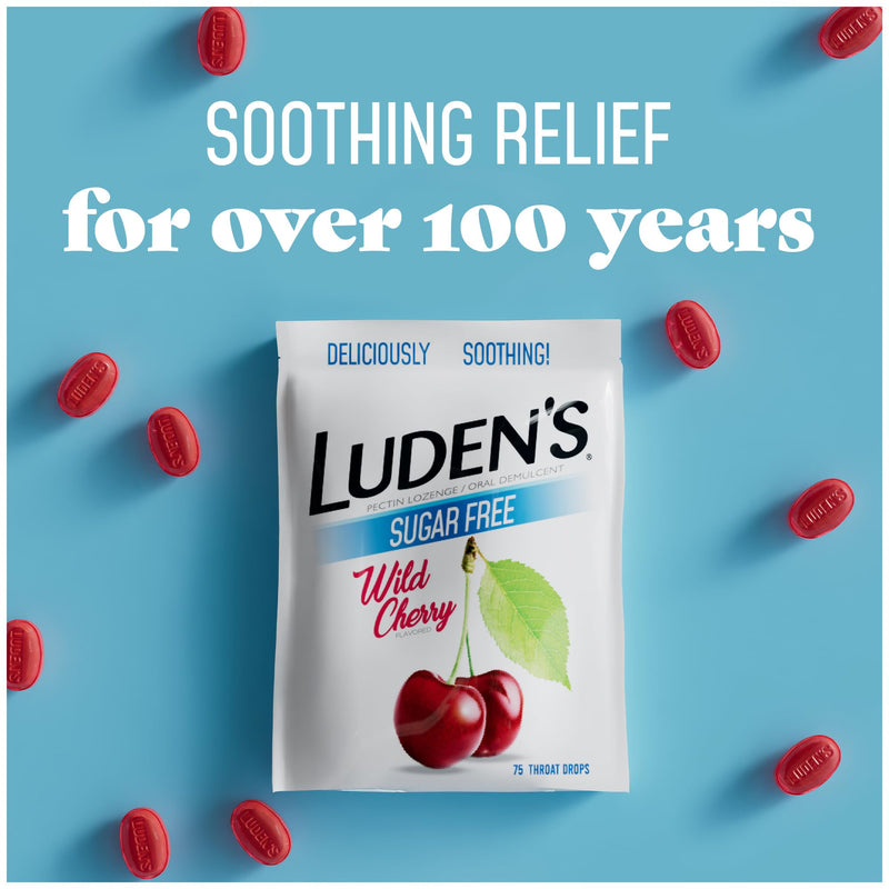 [Australia] - Luden's Sore Throat Relief Lozenges for Minor Everyday Irritation & Dry Mouth, Sugar Free Wild Cherry Flavored Drops, 75 Count Sugar-Free Wild Cherry 75 Count (Pack of 1) 
