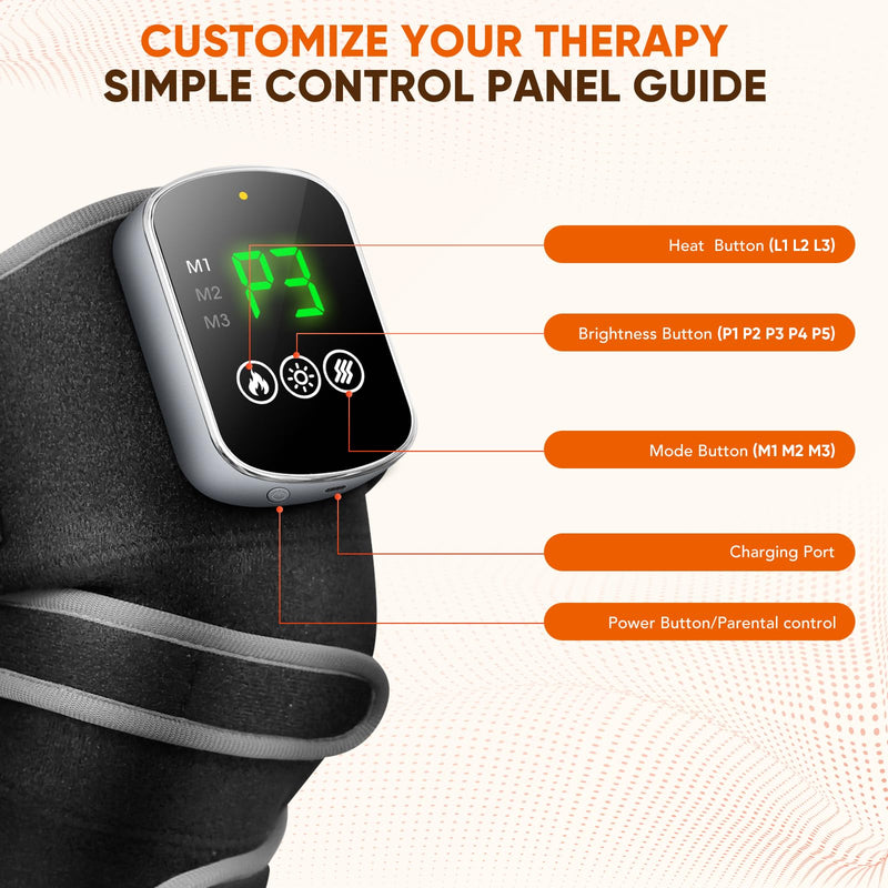 [Australia] - Knee Massager with Heating and Red Light Therapy: Infrared Light Therapy Vibration Moodes Knee Brace for Women - Muscle Relaxation Joint Care Pain Relief - Ideal Gifts for Active Men Grey 