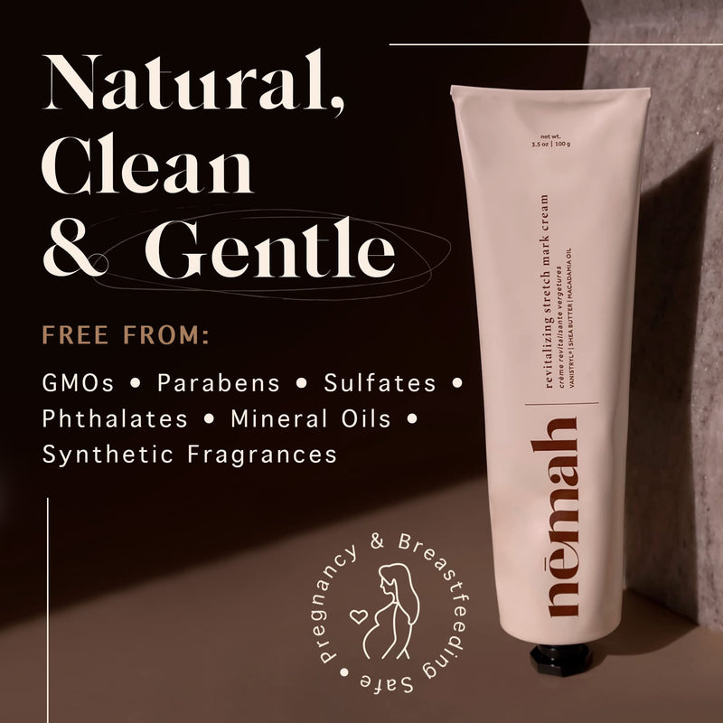[Australia] - Nemah - Stretch Mark Cream for Pregnancy - Pregnancy Stretch Mark Prevention & Reduction, Postpartum Stretch Mark Cream with Vanistryl, Shea Butter, & Macadamia Oil - Vegan & Cruelty-Free - 3.5 oz. 