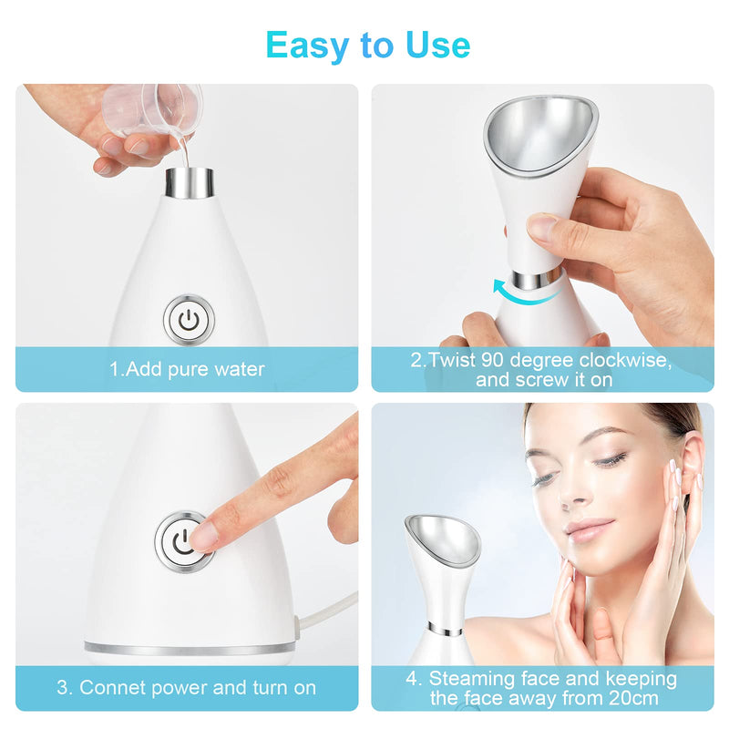 [Australia] - Facial Steamer for Face, Face Steamer for Facial Deep Cleaning, Face Steamer Nano Mister Set for Sinuses, Unclogs Pores, Home SPA, Skin Care 