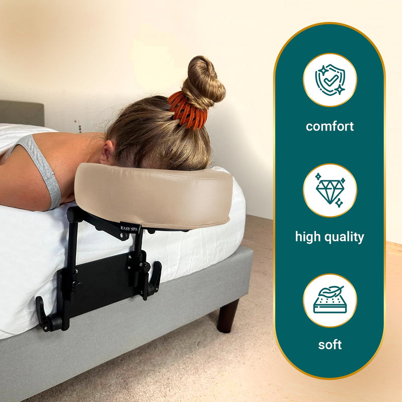 [Australia] - Premium Massage Face Cradle Cushion Memory Foam, Massage Pillow Face Down for Massage Table, PU Leather U Shaped Pillow (Beige) Beige 