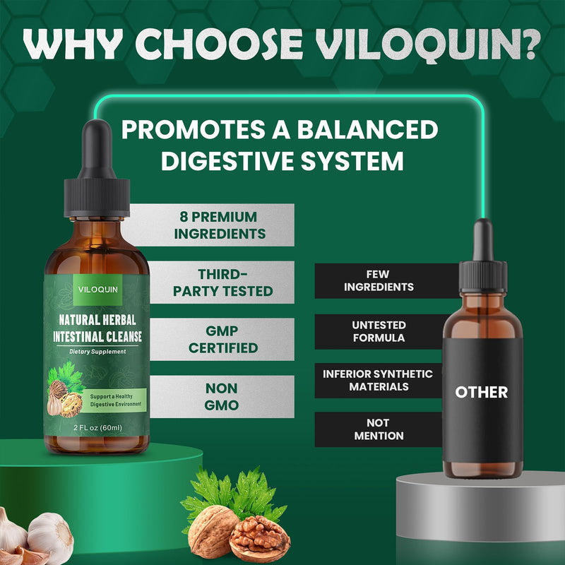 [Australia] - Gut Cleanse Detox Liquid, Natural Herbal Intestinal Support with Oil of Oregano, Wormwood, Black Walnut, Clove, Garlic, 2 fl oz 