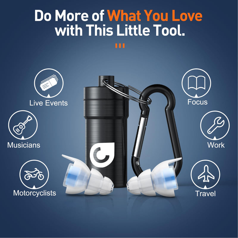 [Australia] - Reure High Fidelity Concert Ear Plugs, Noise Cancelling Silicone Ear Plugs 2 Pairs Great for Concerts Loud Music, Musicians, Motorcycles, Airplanes, Raves, Hearing Protection -20 dB Blue 