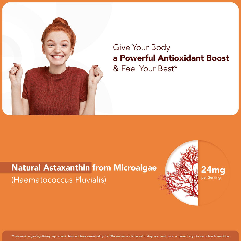 [Australia] - Chewable Astaxanthin Gummies - Natural Astaxanthin 24mg Antioxidant Supplement - Vegan, Non-GMO, Sugar-Free, Gluten-Free, Soy-Fee, 3rd Party Lab Tested - 2 Month Supply (60 Gummies) 
